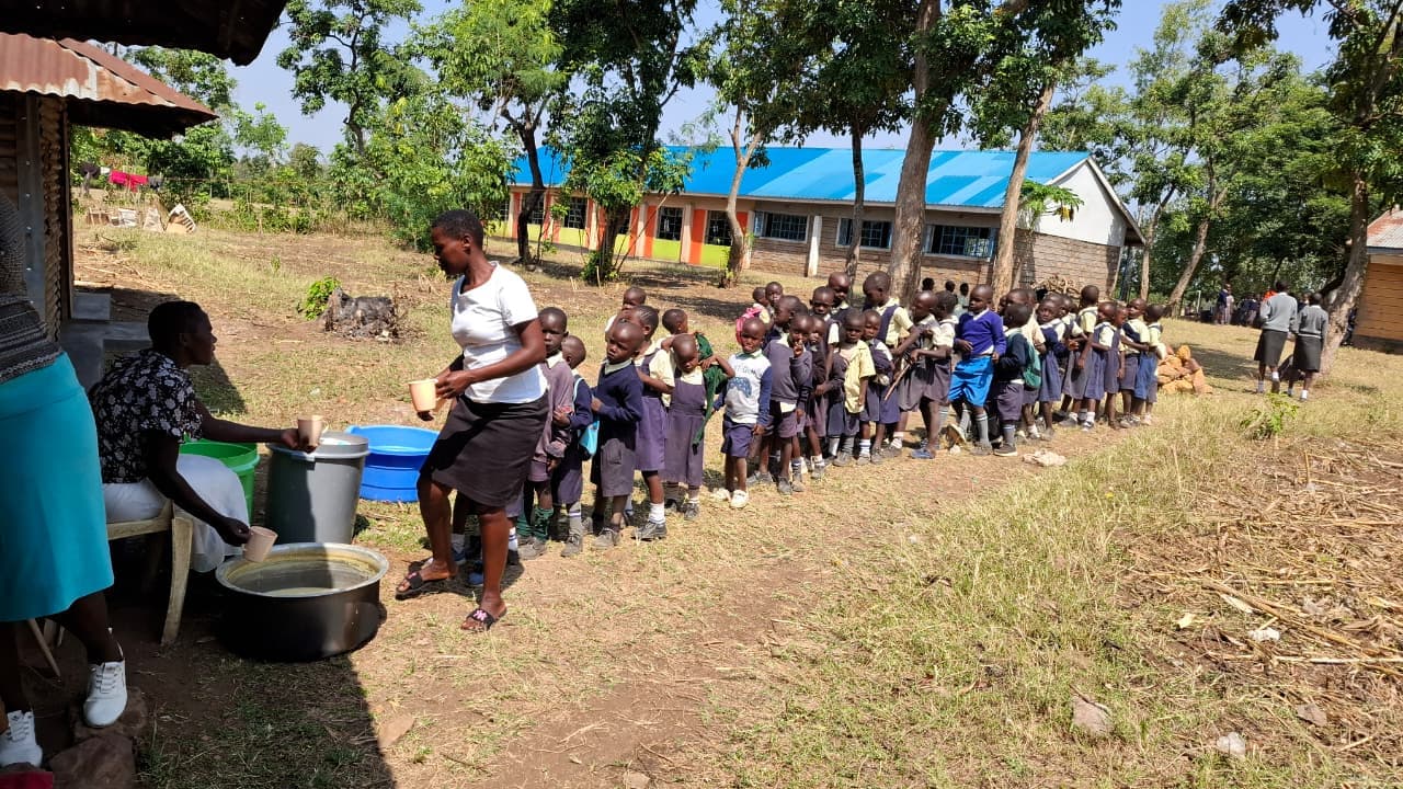Children eating a meal together